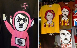 T-shirt con caricature di Hitler.