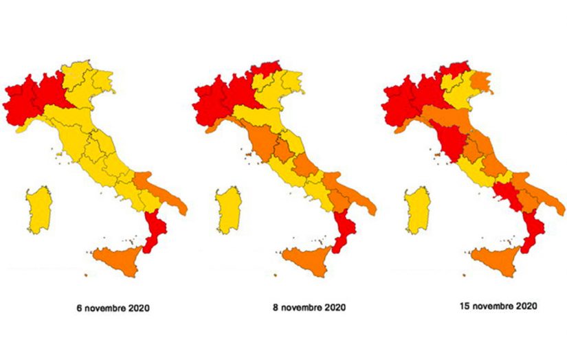 Mappa nuove zone rosse arancione e gialle